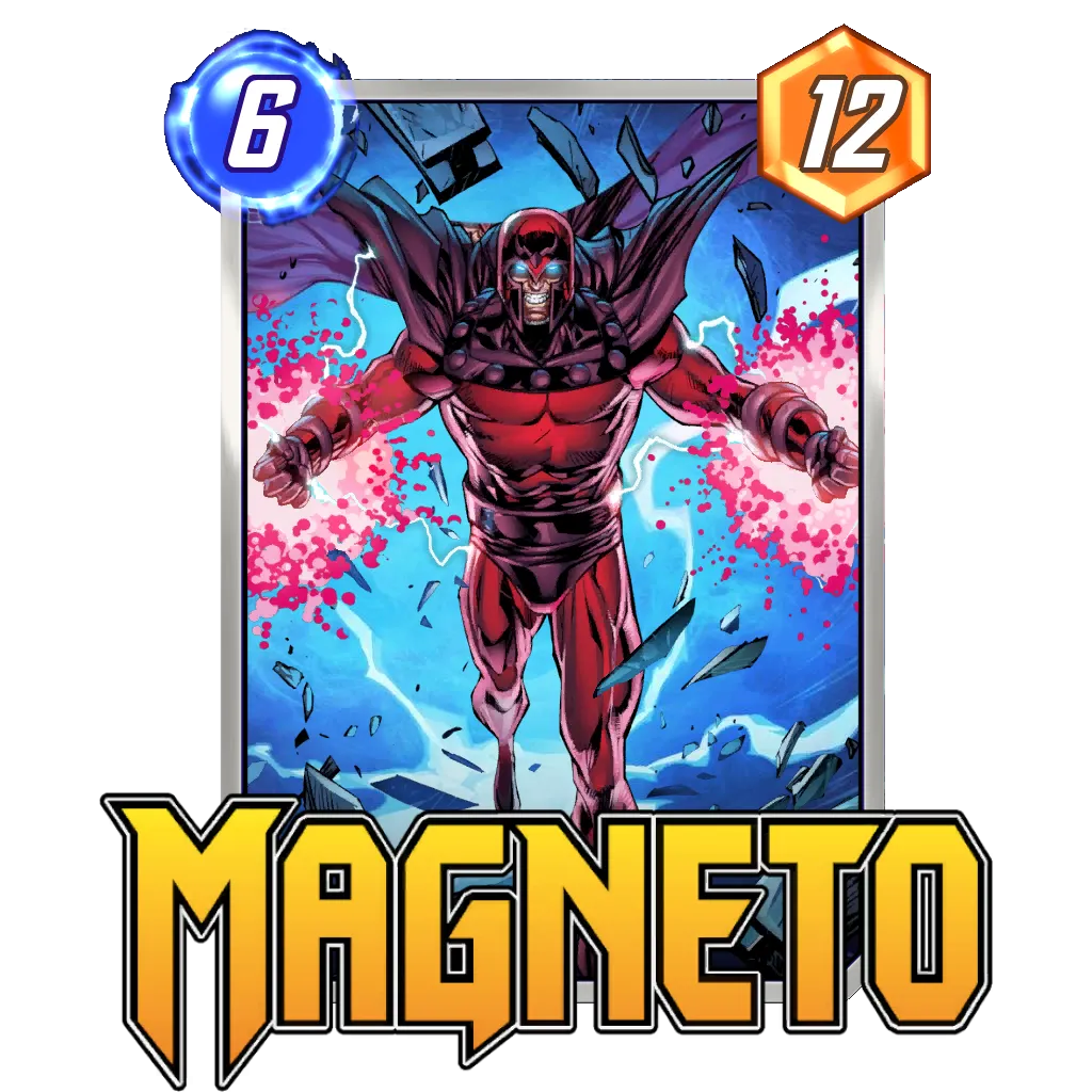 Karta kolekcjonerska Magneto kontrolującego metalowe odłamki